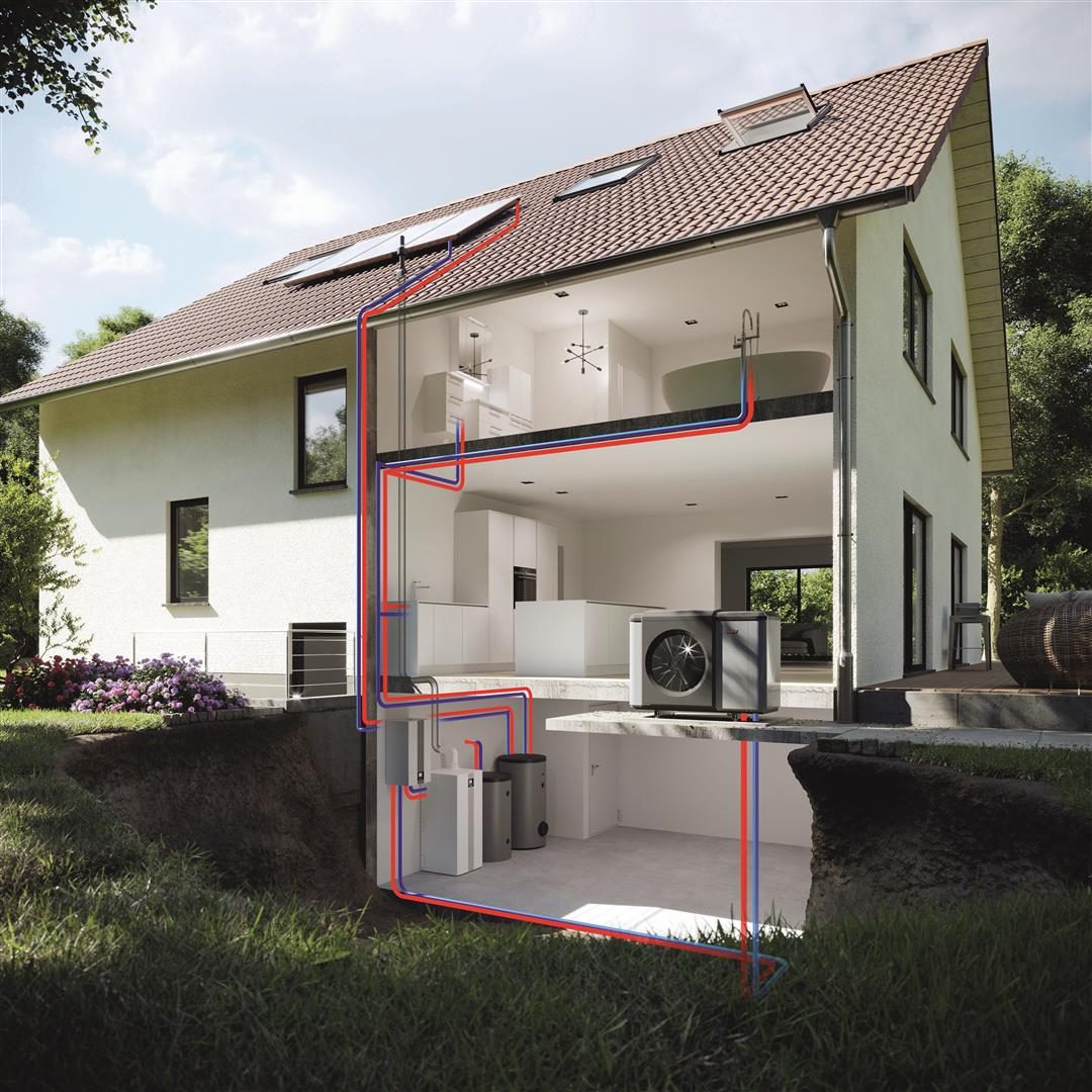 Luftwärmepumpe - Querschnitt Haus
